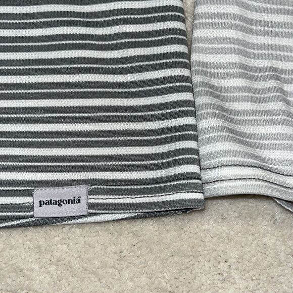PATAGONIA 1/4 Zip Capilene 3 Crew Gray Striped Top - Picture 3 of 6